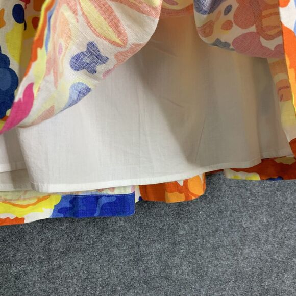 Liz Claiborne Pleated Bright Floral Skirt 100% Linen Pockets Cotton Lined Sz 10 - Picture 5 of 9